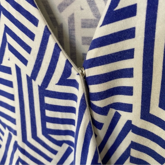 Boden Geo Wrap Maxi Dress Long Sleeve Women's Size 6 Blue White Stretch * - Picture 10 of 16